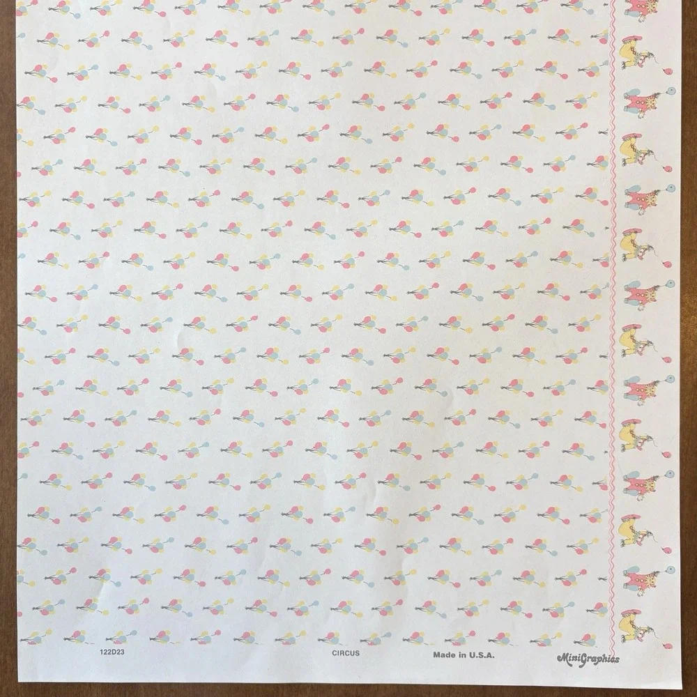 Minigraphics 3pcs Circus Pastel Clowns Dollhouse Wallpaper Miniature 122D23
